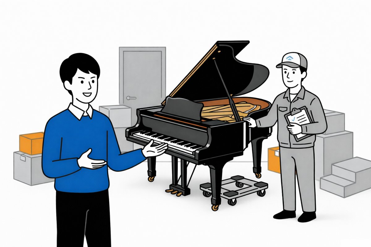 グランドピアノ移動の見積もり相談をする場面