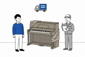 電子ピアノ処分で搬出業者に相談しているイメージ