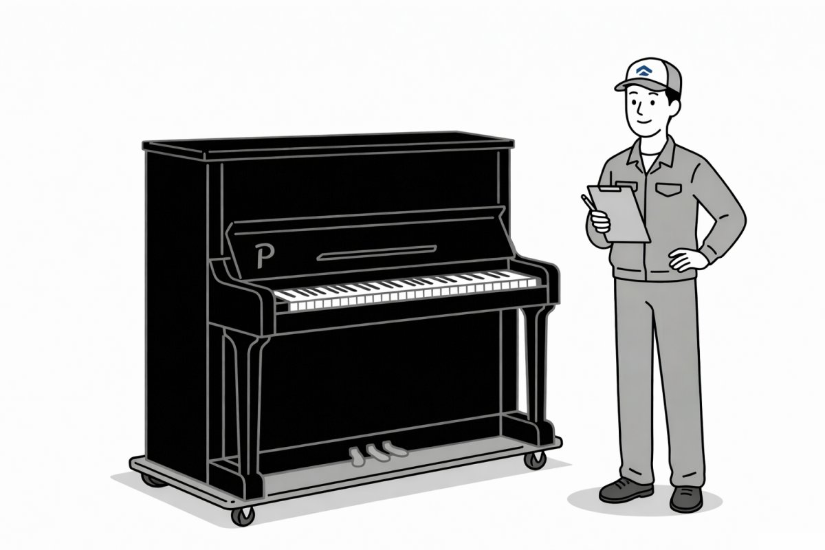 業者がアップライトピアノを確認する処分方法のイメージ