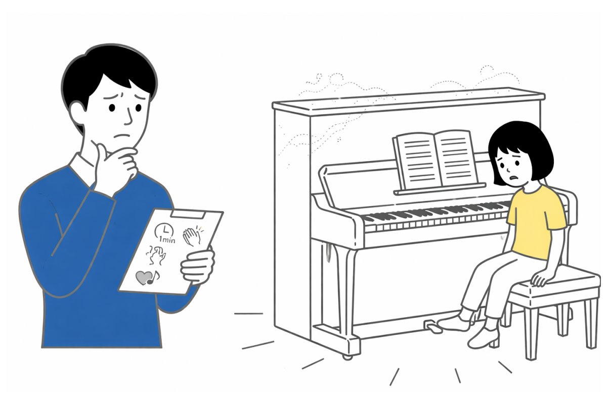 練習しないピアノ学習に悩む親子のイメージ